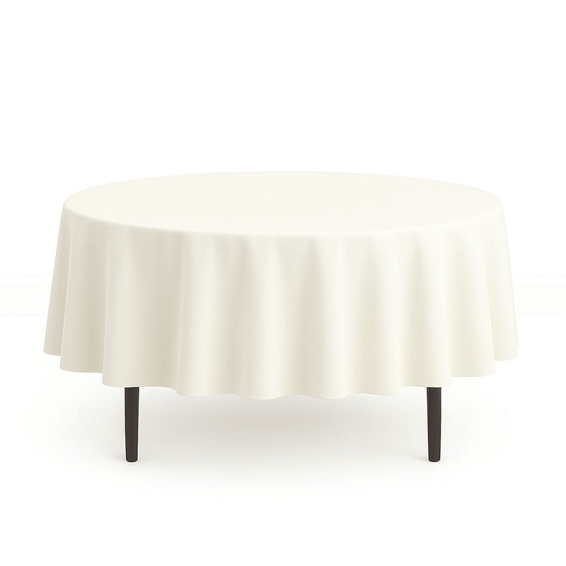 Scuba Polyester Round Tablecloth 90" - Ivory - By TCF Linen - thumbnail number 1
