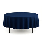 Scuba Polyester Round Tablecloth 90" - Navy Blue - By TCF Linen - thumbnail number 1
