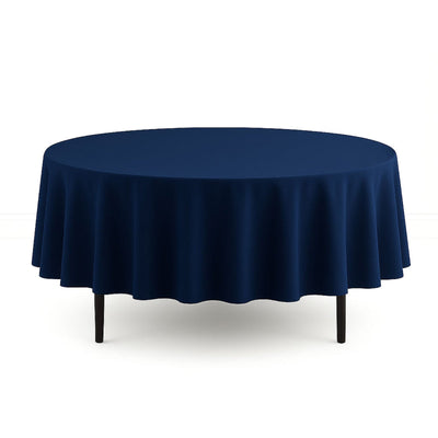 Scuba Polyester Round Tablecloth 90" - Navy Blue - By TCF Linen - thumbnail number 1