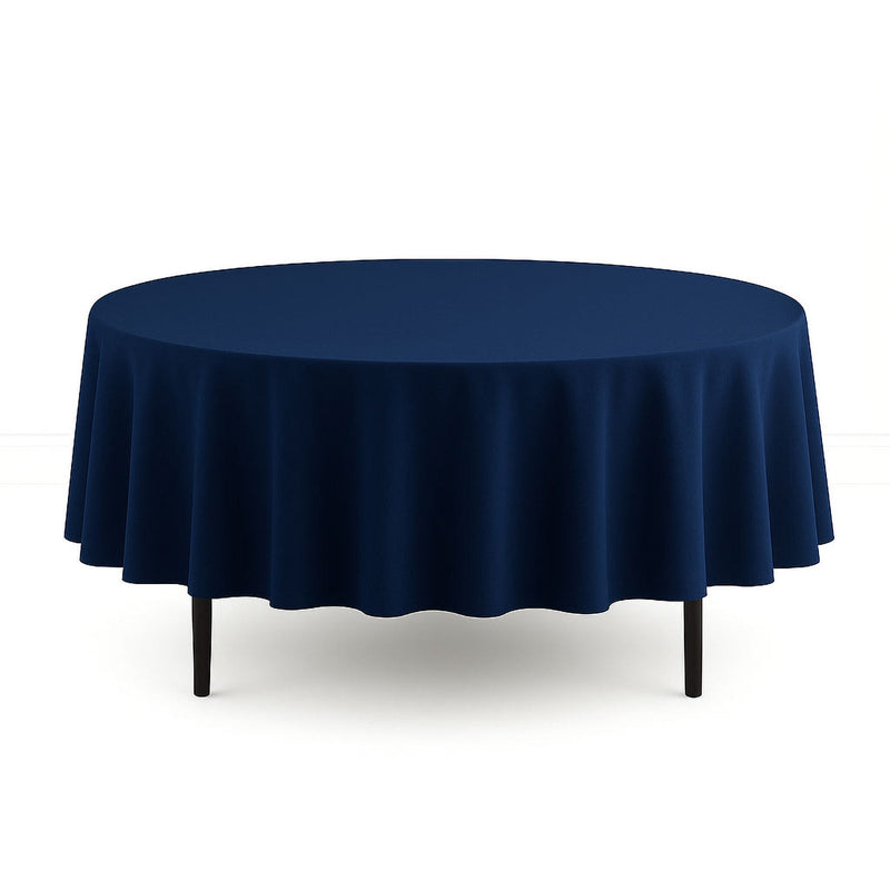Scuba Polyester Round Tablecloth 90" - Navy Blue - By TCF Linen - thumbnail number 1