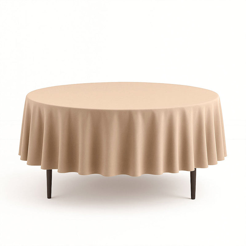 Scuba Polyester Round Tablecloth 90" - Nude - By TCF Linen - thumbnail number 1