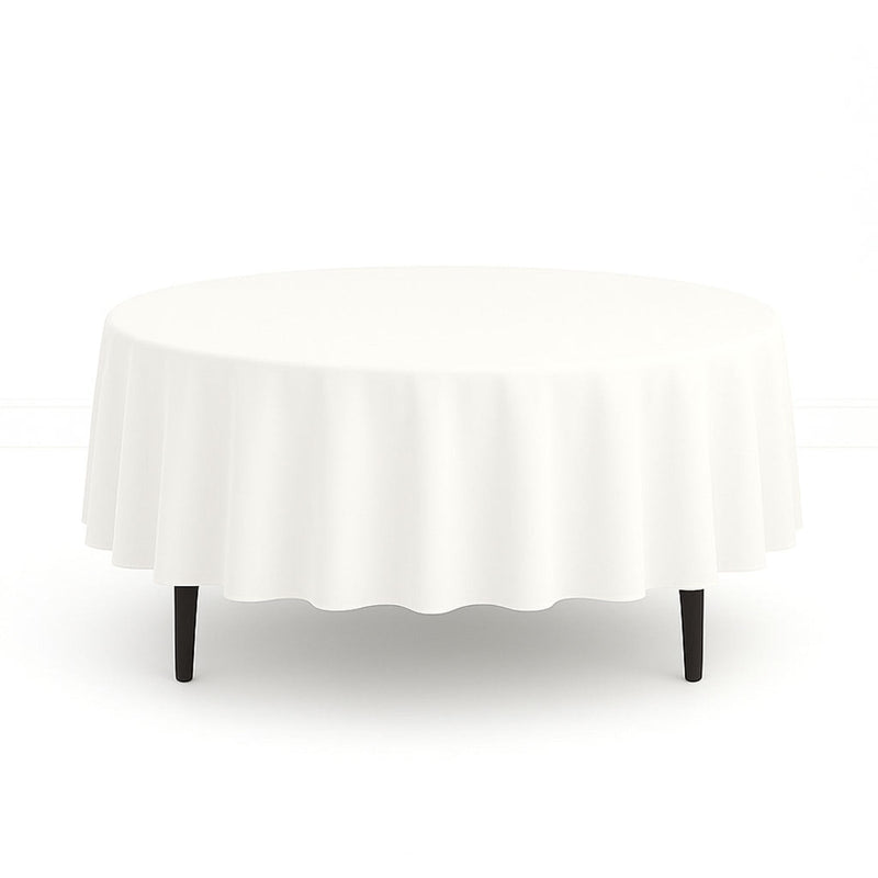 Scuba Polyester Round Tablecloth 90" - White - By TCF Linen - thumbnail number 1