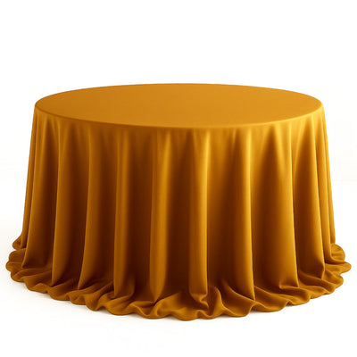 Scuba Polyester Round Tablecloth 132" - Gold - By TCF Linen - thumbnail number 1