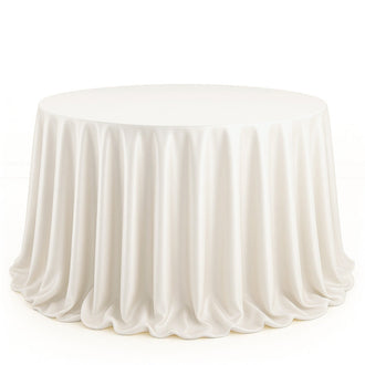 Scuba Polyester Round Tablecloth 132" - Pearl - By TCF Linen