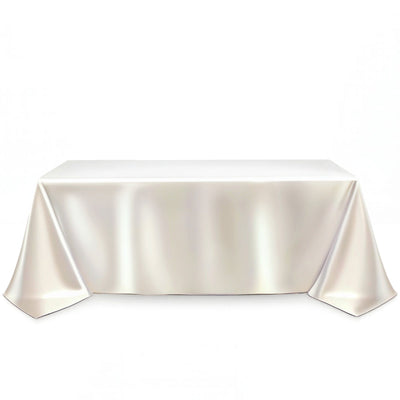 Scuba Polyester Rectangular Tablecloth 90"x132" - Pearl - By TCF Linen