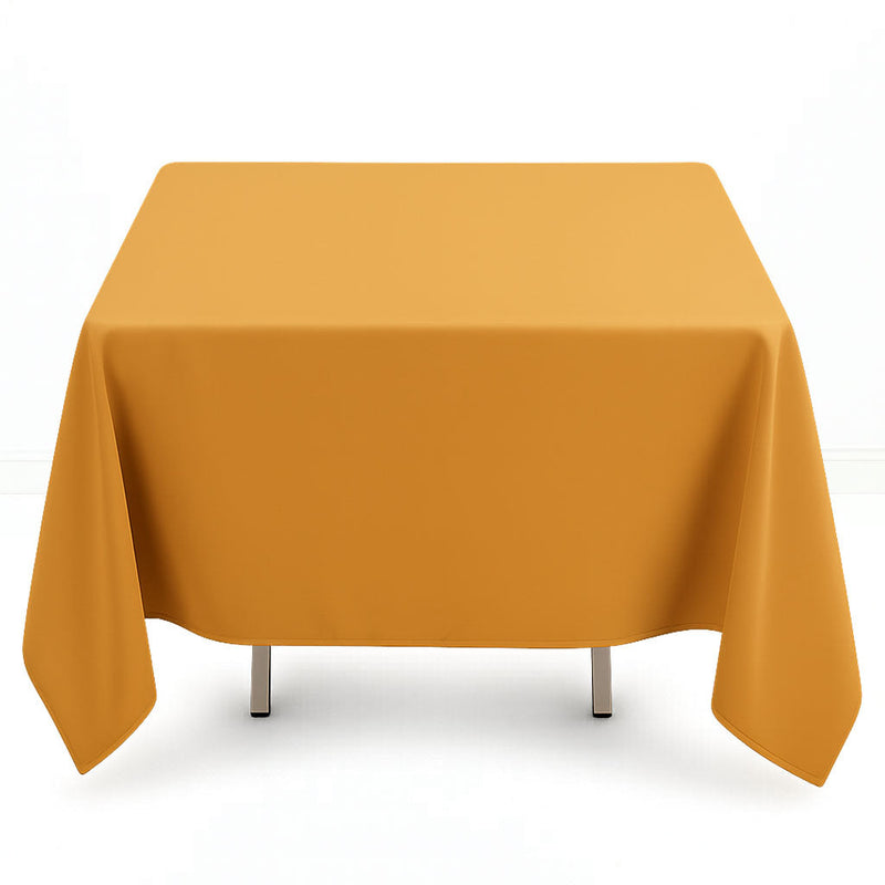 Premium Polyester Square Tablecloth 70"x70" - 220GSM - Gold - By TCF Linen - thumbnail number 1