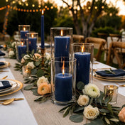 Richland Pillar Candles & Cylinder Vases Set of 3 - Navy Blue - thumbnail number 6
