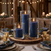 Richland Pillar Candles & Cylinder Vases Set of 3 - Navy Blue - thumbnail number 4
