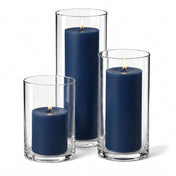 Richland Pillar Candles & Cylinder Vases Set of 3 - Navy Blue - thumbnail number 2