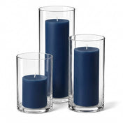 Richland Pillar Candles & Cylinder Vases Set of 3 - Navy Blue - thumbnail number 1