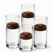 Cylinder Vase Centerpiece & Richland 3" Floating Candles Set of 24 - Brown - thumbnail number 1