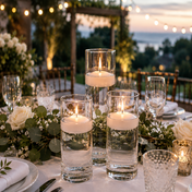 Eastland Cylinder Vase Centerpiece & Richland 3" Floating Candles Set of 3 - White - thumbnail number 4