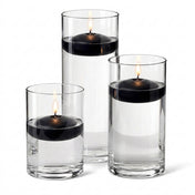 Cylinder Vase Centerpiece & Richland 3" Floating Candles Set of 3 - Black - thumbnail number 2