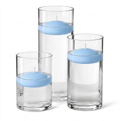 Cylinder Vase Centerpiece & Richland 3" Floating Candles Set of 18 - Light Blue - thumbnail number 1