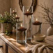 Cylinder Vase Centerpiece & Richland 3" Floating Candles Set of 36 - Brown - thumbnail number 6