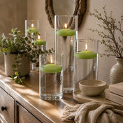 Cylinder Vase Centerpiece & Richland 3" Floating Candles Set of 36 - Green - thumbnail number 7