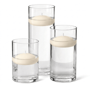 Cylinder Vase Centerpiece & Richland 3" Floating Candles Set of 18 - Light Ivory - thumbnail number 1