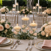 Cylinder Vase Centerpiece & Richland 3" Floating Candles Set of 18 - Ivory - thumbnail number 4