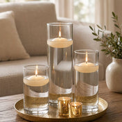 Cylinder Vase Centerpiece & Richland 3" Floating Candles Set of 36 - Ivory - thumbnail number 5