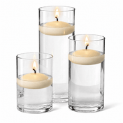 Cylinder Vase Centerpiece & Richland 3" Floating Candles Set of 36 - Ivory - thumbnail number 2