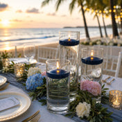 Cylinder Vase Centerpiece & Richland 3" Floating Candles Set of 36 - Navy Blue - thumbnail number 5
