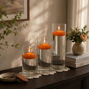Cylinder Vase Centerpiece & Richland 3" Floating Candles Set of 36 - Orange - thumbnail number 4