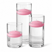 Cylinder Vase Centerpiece & Richland 3" Floating Candles Set of 36 - Pink - thumbnail number 1
