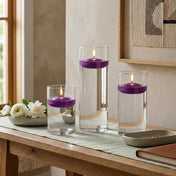 Cylinder Vase Centerpiece & Richland 3" Floating Candles Set of 18 - Purple - thumbnail number 4
