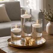 Cylinder Vase Centerpiece & Richland 3" Floating Candles Set of 18 - White - thumbnail number 4