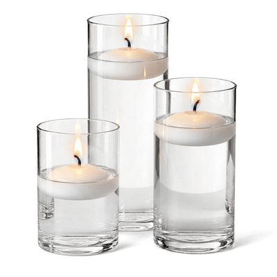 Cylinder Vase Centerpiece & Richland 3" Floating Candles Set of 36 - White - thumbnail number 2