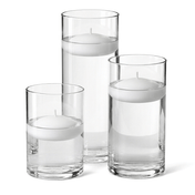 Cylinder Vase Centerpiece & Richland 3" Floating Candles Set of 18 - White - thumbnail number 1