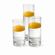 Three unlit floating candles in glass cylinders on a white background - thumbnail number 1