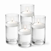 Eastland  Cylinder Vase Centerpiece & Richland 3" Floating Candles Set of 8 - White - thumbnail number 1