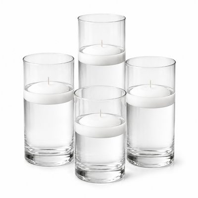 Eastland  Cylinder Vase Centerpiece & Richland 3" Floating Candles Set of 8 - White - thumbnail number 2
