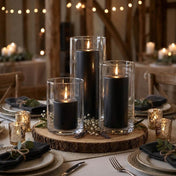 Richland Pillar Candles & Cylinder Vases Set of 3 - Black - thumbnail number 5