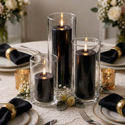 Richland Pillar Candles & Cylinder Vases Set of 3 - Black - thumbnail number 3