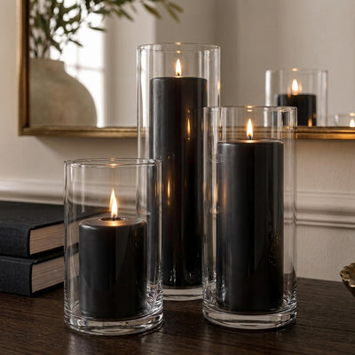 Richland Pillar Candles & Cylinder Vases Set of 3 - Black - thumbnail number 7