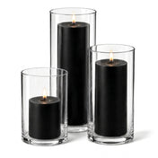 Richland Pillar Candles & Cylinder Vases Set of 3 - Black - thumbnail number 2