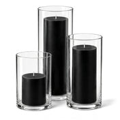 Richland Pillar Candles & Cylinder Vases Set of 3 - Black - thumbnail number 1