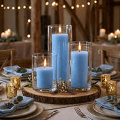 Richland Pillar Candles & Cylinder Vases Set of 3 - Light Blue - thumbnail number 5