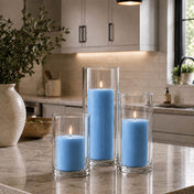 Richland Pillar Candles & Cylinder Vases Set of 3 - Light Blue - thumbnail number 6