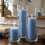 Richland Pillar Candles & Cylinder Vases Set of 3 - Light Blue - thumbnail number 7
