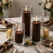 Richland Pillar Candles & Cylinder Vases Set of 3 - Brown - thumbnail number 5