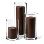 Richland Pillar Candles & Cylinder Vases Set of 3 - Brown - thumbnail number 1