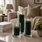 Richland Pillar Candles & Cylinder Vases Set of 3 - Dark Green - thumbnail number 7