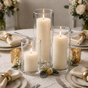 Richland Pillar Candles & Cylinder Vases Set of 3 - Light Ivory - thumbnail number 5