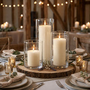 Richland Pillar Candles & Cylinder Vases Set of 3 - Light Ivory - thumbnail number 3