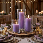 Richland Pillar Candles & Cylinder Vases Set of 3 - Lavender - thumbnail number 3
