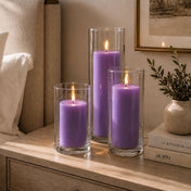 Richland Pillar Candles & Cylinder Vases Set of 3 - Lavender - thumbnail number 8