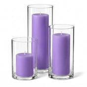 Richland Pillar Candles & Cylinder Vases Set of 3 - Lavender - thumbnail number 1